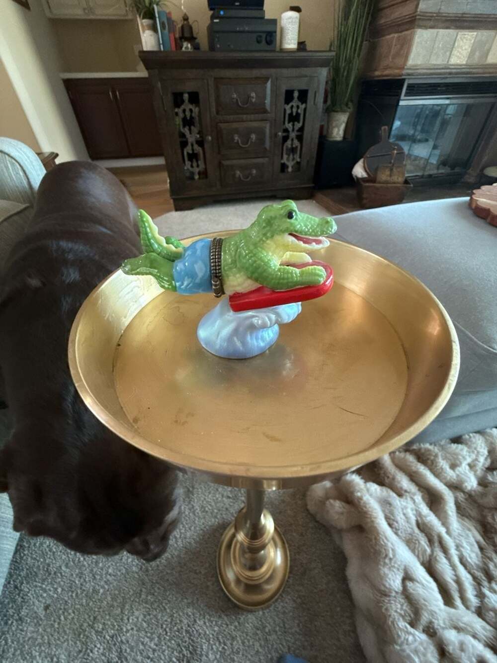 Phb Collection Porcelain Alligator Surfing Figurine